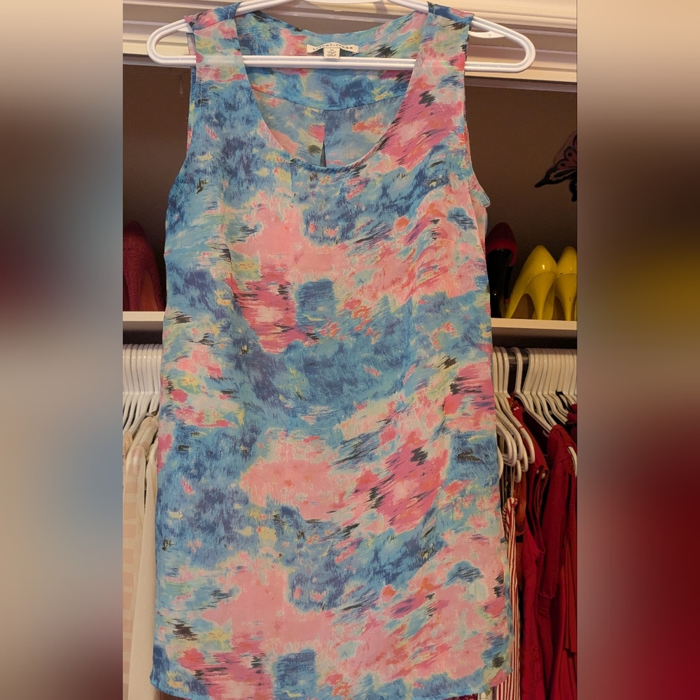 Sleeveless Camisole in Blue & Pink Watercolour Size Xs